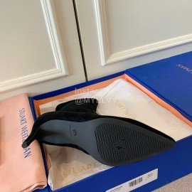 Stuart Weitzman Velvet Leather High Heeled Pointed Boots For Women Black