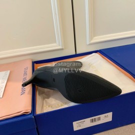 Stuart Weitzman Velvet Leather High Heeled Pointed Boots For Women Dark Gray