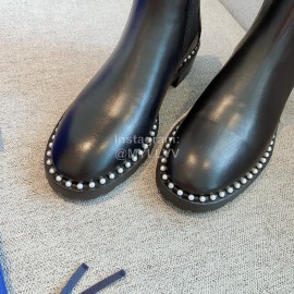 Stuart Weitzman Cowhide Pearl Short Boots For Women Black