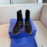 Stuart Weitzman Cowhide Velvet Pearl Short Boots For Women Black
