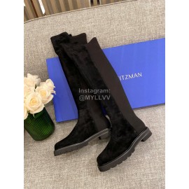 Stuart Weitzman Fashion Suede Elastic Long Boots For Women Black
