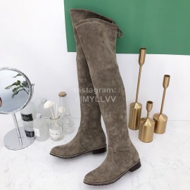 Stuart Weitzman Elastic Velvet Thick High Heeled Knee Boots For Women Coffee
