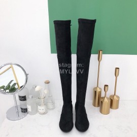 Stuart Weitzman Elastic Velvet Thick High Heeled Knee Boots For Women