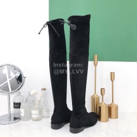 Stuart Weitzman Elastic Velvet Thick High Heeled Knee Boots For Women