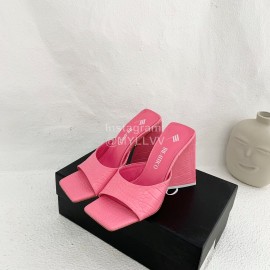 The Attico Leather Triangle High Heeled Slippers For Women Pink