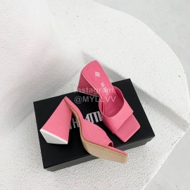 The Attico Leather Triangle High Heeled Slippers For Women Pink