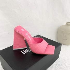 The Attico Leather Triangle High Heeled Slippers For Women Pink