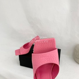 The Attico Leather Triangle High Heeled Slippers For Women Pink