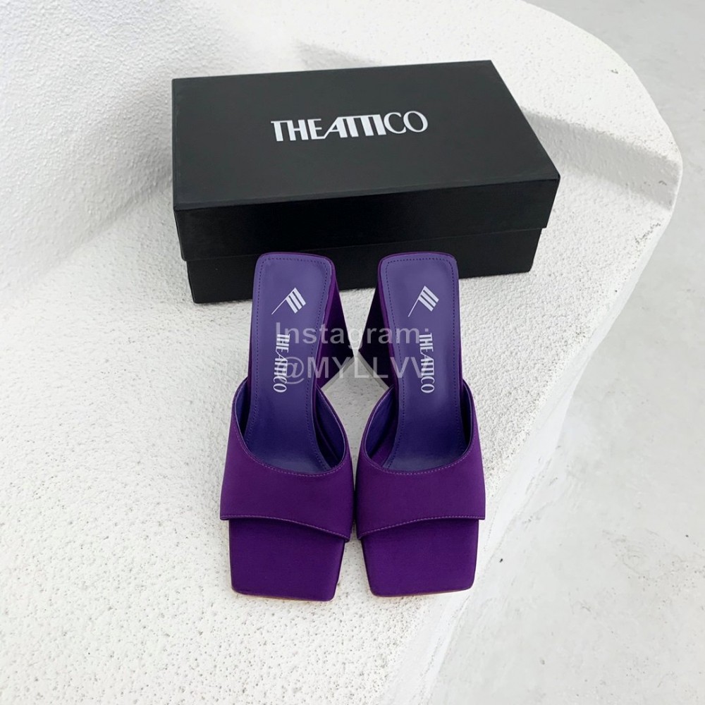The Attico Silk Leather Triangle High Heeled Slippers For Women Purple