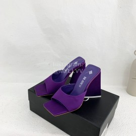 The Attico Silk Leather Triangle High Heeled Slippers For Women Purple