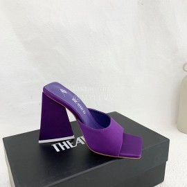 The Attico Silk Leather Triangle High Heeled Slippers For Women Purple