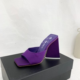 The Attico Silk Leather Triangle High Heeled Slippers For Women Purple