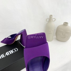 The Attico Silk Leather Triangle High Heeled Slippers For Women Purple