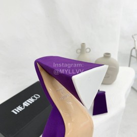 The Attico Silk Leather Triangle High Heeled Slippers For Women Purple