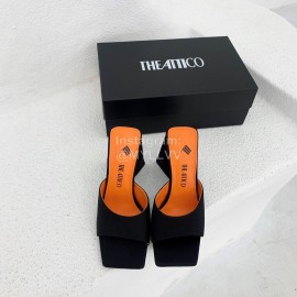 The Attico Silk Leather Triangle High Heeled Slipp..