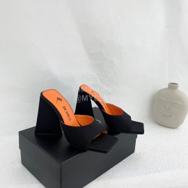 The Attico Silk Leather Triangle High Heeled Slippers For Women Black