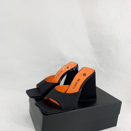 The Attico Silk Leather Triangle High Heeled Slippers For Women Black