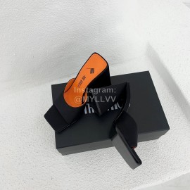 The Attico Silk Leather Triangle High Heeled Slippers For Women Black