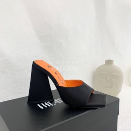 The Attico Silk Leather Triangle High Heeled Slippers For Women Black