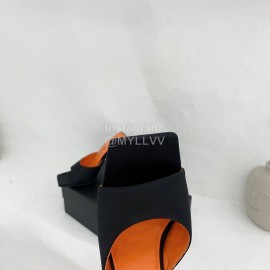 The Attico Silk Leather Triangle High Heeled Slippers For Women Black