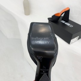 The Attico Silk Leather Triangle High Heeled Slippers For Women Black