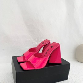 The Attico Leather Triangle High Heeled Slippers For Women Rose Red