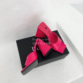 The Attico Leather Triangle High Heeled Slippers For Women Rose Red