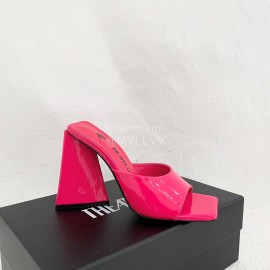 The Attico Leather Triangle High Heeled Slippers For Women Rose Red