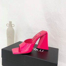 The Attico Leather Triangle High Heeled Slippers For Women Rose Red