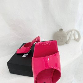 The Attico Leather Triangle High Heeled Slippers For Women Rose Red