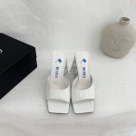 The Attico Leather Triangle High Heeled Slippers For Women White