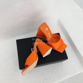The Attico Leather Triangle High Heeled Slippers For Women Orange