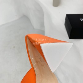 The Attico Leather Triangle High Heeled Slippers For Women Orange