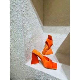 The Attico Silk Leather Triangle High Heeled Slippers For Women Orange