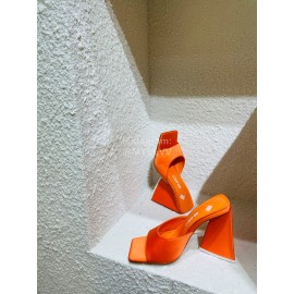 The Attico Silk Leather Triangle High Heeled Slippers For Women Orange