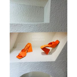 The Attico Silk Leather Triangle High Heeled Slippers For Women Orange