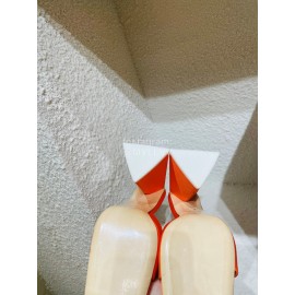 The Attico Silk Leather Triangle High Heeled Slippers For Women Orange