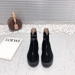 The Row Calf Leather Thick Bottom Zipper Boots For Women Black