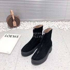 The Row Calf Leather Thick Bottom Zipper Boots For Women Black
