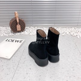 The Row Calf Leather Thick Bottom Zipper Boots For Women Black