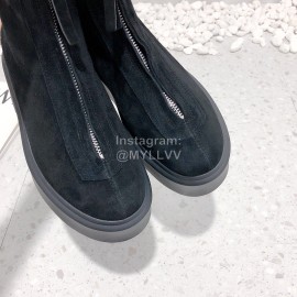 The Row Calf Leather Thick Bottom Zipper Boots For Women Black