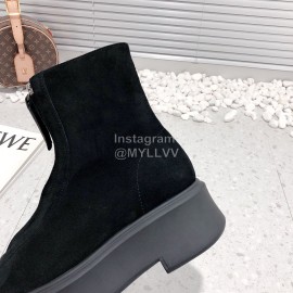 The Row Calf Leather Thick Bottom Zipper Boots For Women Black