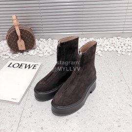 The Row Calf Leather Thick Bottom Zipper Boots For Women Brown