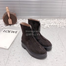 The Row Calf Leather Thick Bottom Zipper Boots For Women Brown