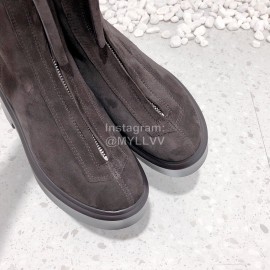 The Row Calf Leather Thick Bottom Zipper Boots For Women Brown