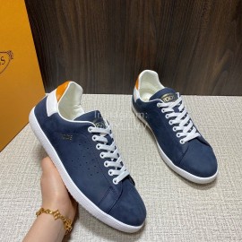 Tods Calf Leather Casual Sneakers For Men Navy