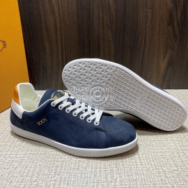Tods Calf Leather Casual Sneakers For Men Navy