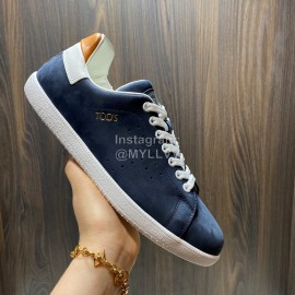 Tods Calf Leather Casual Sneakers For Men Navy