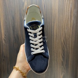 Tods Calf Leather Casual Sneakers For Men Navy