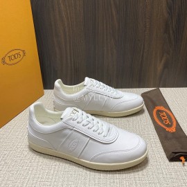 Tods New Calf Leather Casual Sneakers For Men White